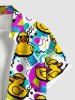 Plus Size Sungalsses Rock Ducks Geometric Pattern Print Buttons Pocket Hawaii Shirt For Men -  