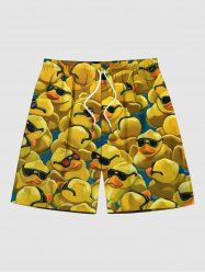 Short de Plage Hawaiien Imprimé Caractère Bande Dessinée Grande Taille pour Homme - Jaune 7XL