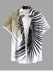 Plus Size Tropical Leaf Print Buttons Pocket Hawaii Shirt For Men -  