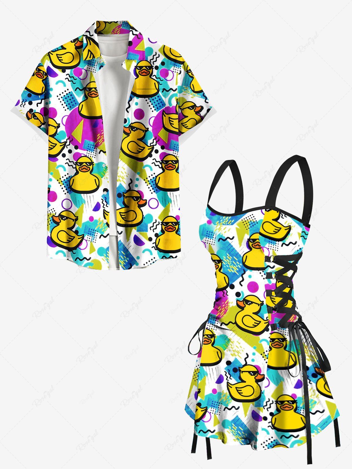 Sale Sunglasses Rock Ducks Print Plus Size Matching Hawaii Beach Outfit For Couples  