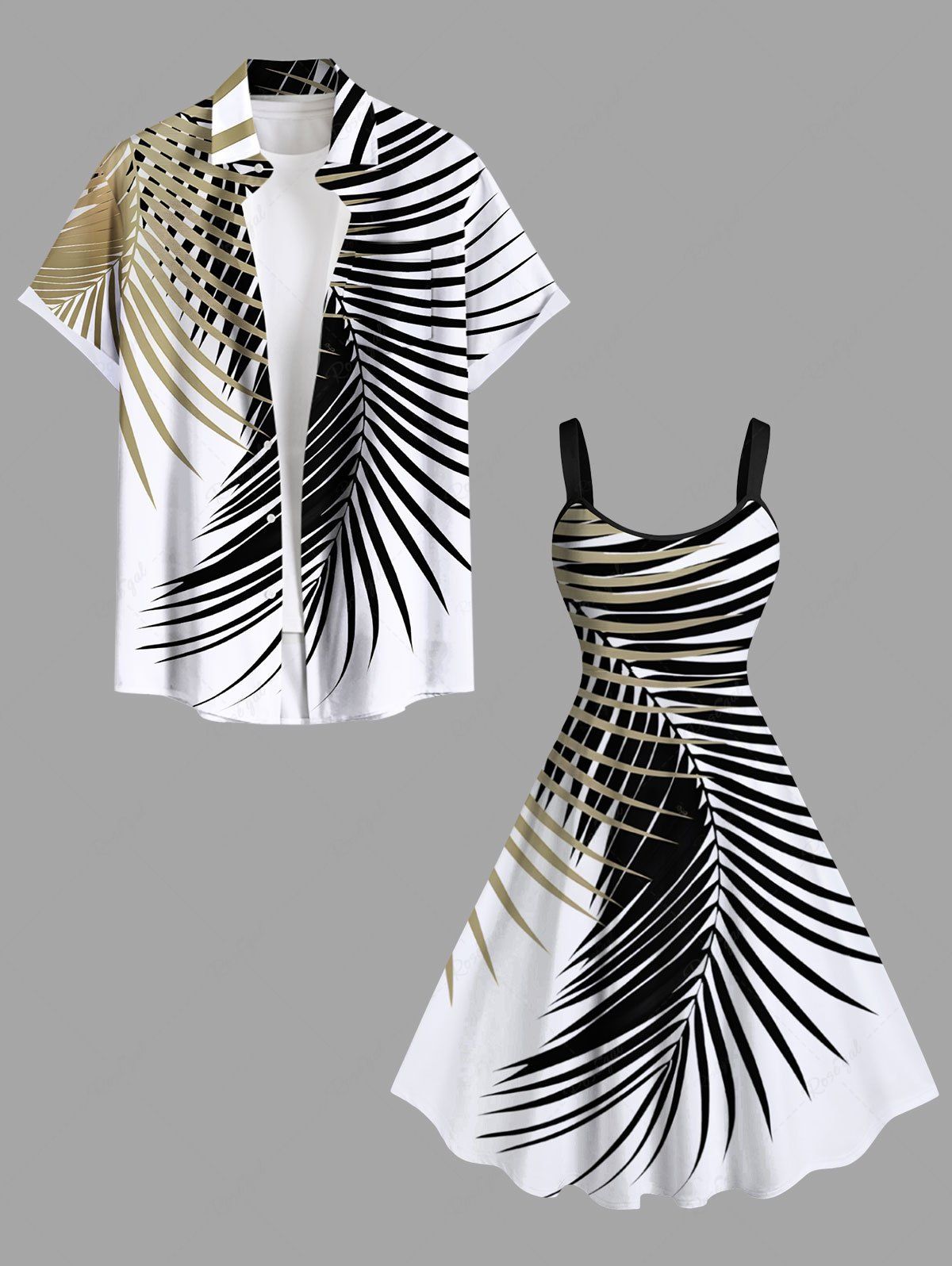 Costume de Plage Grande Taille Imprimé à Feuilles Tropicales Blanc 
