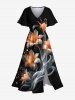 Flowers Leaf Glitter 3D Print Plus Size Matching Hawaii Beach Outfit For Couples -  