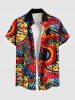 Tenue de Plage Grande Taille Costume D'Impression en Feu pour Couples - Rouge 