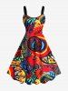 Tenue de Plage Grande Taille Costume D'Impression en Feu pour Couples - Rouge 
