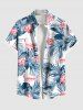 Tenue de Plage pour Couples en Feuilles et Fleurs Tropicales Grande-Taille - Bleu clair 