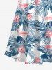 Tenue de Plage pour Couples en Feuilles et Fleurs Tropicales Grande-Taille - Bleu clair 