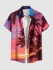 Coconut Tree Seascape Colorful Sky Cloud Print Plus Size Matching Hawaii Beach Outfit For Couples -  
