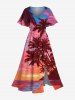Coconut Tree Seascape Colorful Sky Cloud Print Plus Size Matching Hawaii Beach Outfit For Couples -  