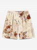 Ombre Rose Flower Leaf Branch Print Plus Size Matching Hawaii Beach Outfit For Couples -  