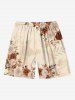 Ombre Rose Flower Leaf Branch Print Plus Size Matching Hawaii Beach Outfit For Couples -  