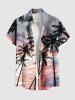 Coconut Tree Cloud Ombre Dusk Print Plus Size Matching Hawaii Beach Outfit For Couples -  