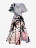 Coconut Tree Cloud Ombre Dusk Print Plus Size Matching Hawaii Beach Outfit For Couples -  