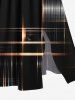Plus Size Geometric Light Beam Glitter 3D Print Split Hawaii Midi Dress -  
