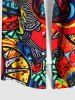 Plus Size Psychedelic Pattern Sun Fire Flame Print Buttons Pocket Hawaii Shirt For Men -  