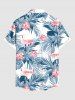 Plus Size Flamingo Tropical Flower Leaf Print Buttons Pocket Hawaii Shirt For Men -  
