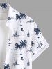 Plus Size Coconut Tree Sun Sailboat Print Buttons Pocket Hawaii Shirt For Men -  