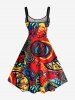 Plus Size Psychedelic Pattern Sun Fire Flame Print Hawaii Tank Dress -  
