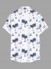 Plus Size Coconut Tree Sun Sailboat Print Buttons Pocket Hawaii Shirt For Men -  
