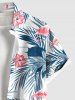 Plus Size Flamingo Tropical Flower Leaf Print Buttons Pocket Hawaii Shirt For Men -  