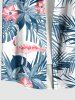 Plus Size Flamingo Tropical Flower Leaf Print Buttons Pocket Hawaii Shirt For Men -  