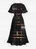 Plus Size Geometric Light Beam Glitter 3D Print Split Hawaii Midi Dress -  