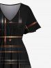 Plus Size Geometric Light Beam Glitter 3D Print Split Hawaii Midi Dress -  