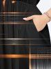 Plus Size Geometric Light Beam Glitter 3D Print Split Hawaii Midi Dress -  