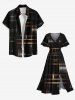 Plus Size Geometric Light Beam Glitter 3D Print Split Hawaii Midi Dress -  