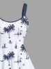 Plus Size Coconut Tree Sun Sailboat Print Hawaii Tank Dress -  