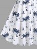 Plus Size Coconut Tree Sun Sailboat Print Hawaii Tank Dress -  