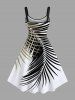 Plus Size Tropical Leaf Print Hawaii Tank Dress -  