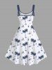 Plus Size Coconut Tree Sun Sailboat Print Hawaii Tank Dress -  