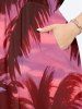 Plus Size Coconut Tree Seascape Colorful Sky Cloud Print Split Hawaii Midi Dress -  