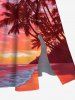 Plus Size Coconut Tree Seascape Colorful Sky Cloud Print Split Hawaii Midi Dress -  