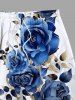 Plus Size Rose Flower Leaf Print Hawaii Beach Shorts For Men -  