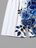 Plus Size Rose Flower Leaf Print Hawaii Beach Shorts For Men -  