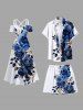 Plus Size Rose Flower Leaf Print Hawaii Beach Shorts For Men -  