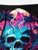 Plus Size Coconut Tree Skull Mountain Cave Print Hawaii Ombre Drawstring Beach Shorts For Men -  