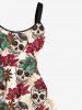 Plus Size Ombre Flower Skull Print Hawaii A Line Tank Dress -  