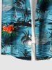 Plus Size Coconut Tree Floral Sea Wave Seascape Print Hawaii Button Pocket Shirt For Men -  