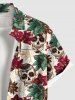 Plus Size Ombre Flower Skull Print Hawaii Button Pocket Shirt For Men -  