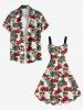 Plus Size Ombre Flower Skull Print Hawaii A Line Tank Dress -  