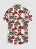 Plus Size Ombre Flower Skull Print Hawaii Button Pocket Shirt For Men -  