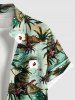 Plus Size Coconut Tree Sea Floral Dinosaur Print Hawaii Button Pocket Shirt For Men -  