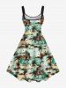 Plus Size Coconut Tree Sea Floral Dinosaur Print Hawaii A Line Tank Dress -  