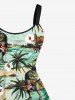 Plus Size Coconut Tree Sea Floral Dinosaur Print Hawaii A Line Tank Dress -  
