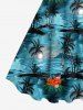 Plus Size Coconut Tree Floral Sea Wave Seascape Print Hawaii A Line Tank Dress -  