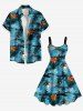 Plus Size Coconut Tree Floral Sea Wave Seascape Print Hawaii A Line Tank Dress -  