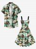 Plus Size Coconut Tree Sea Floral Dinosaur Print Hawaii A Line Tank Dress -  