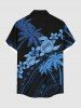 Plus Size Coconut Tree Floral Turtle Print Hawaii Button Pocket Shirt For Men -  